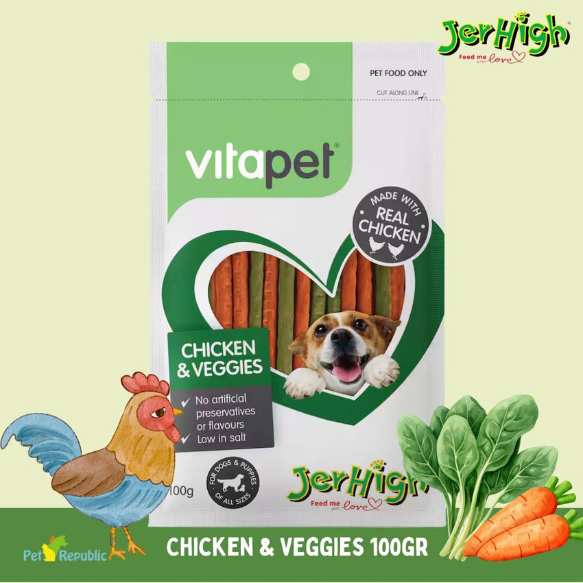 JERHIGH Snack Anjing Chicken Stick with Veggies 100gram no type Tidak ada merek 