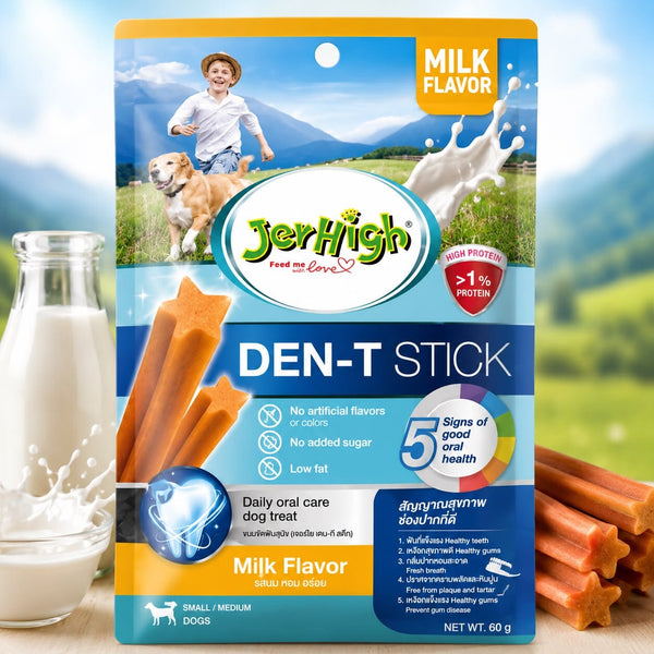 JERHIGH Snack Anjing Dental Den-T Stick Milk 60g no type Tidak ada merek 