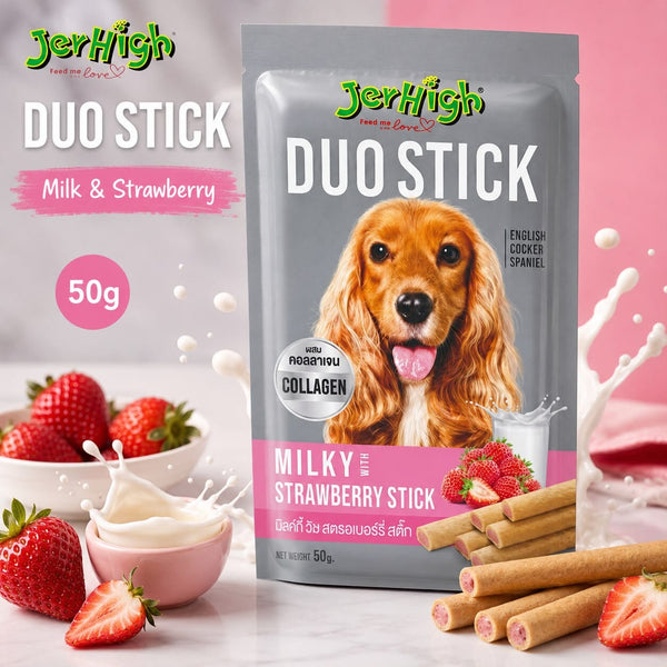 JERHIGH Snack Anjing DUO Stick Milk and Strawberry 50gr no type Tidak ada merek 