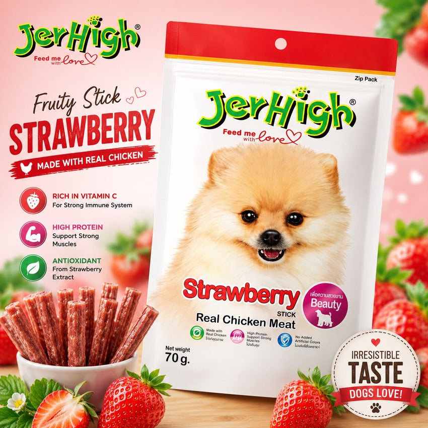 JERHIGH Snack Anjing FRUITY Stick STRAWBERRY 70gr no type Tidak ada merek 