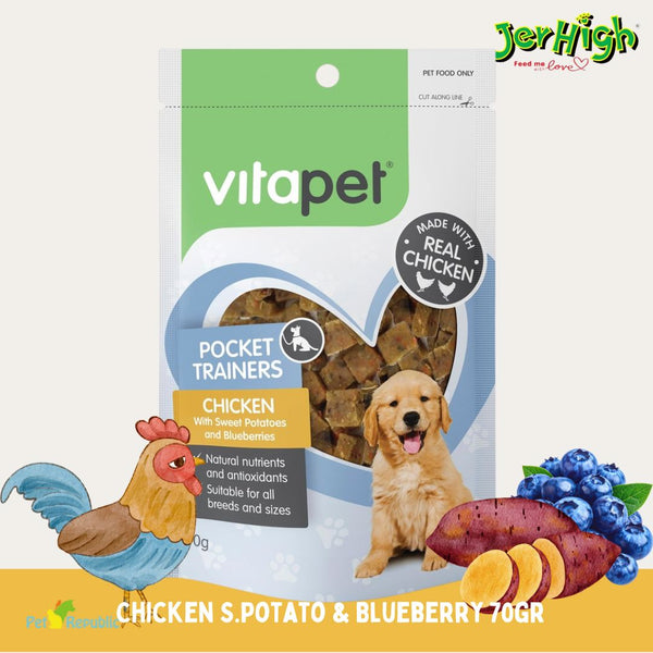 JERHIGH Snack Anjing Vitapet Pocket Chicken Sweet Potato Blueberry 70gr no type Jerhigh 