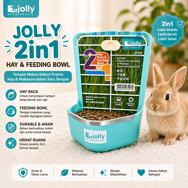 JOLLY JP139 Tempat Makan 2 in1 Hay Rack and Feeding Bowl Blue no type Tidak ada merek 