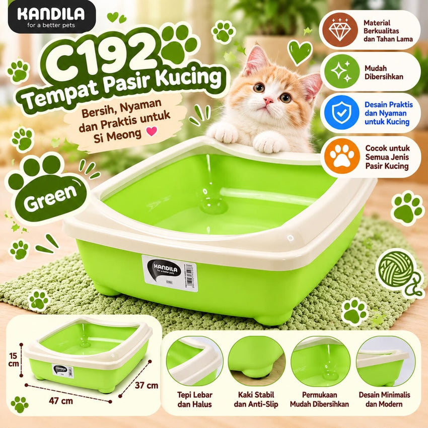 KANDILA C192 Tempat Pasir Kucing Green Cat Sanitation Pet Republic Indonesia 