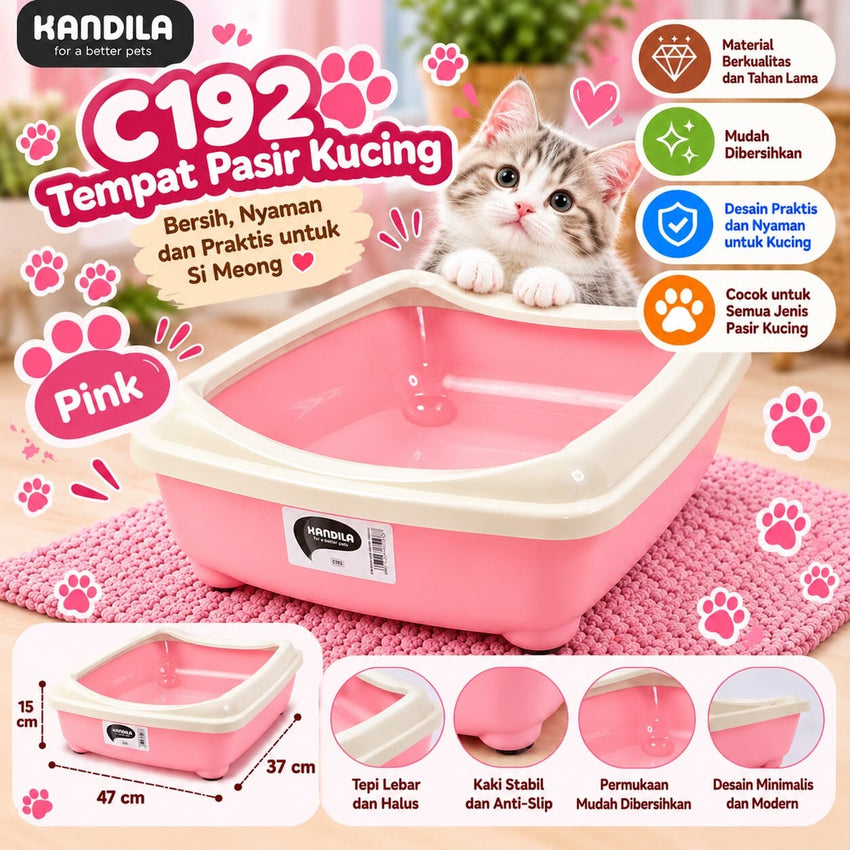 KANDILA C192 Tempat Pasir Kucing Pink Cat Sanitation Pet Republic Indonesia 