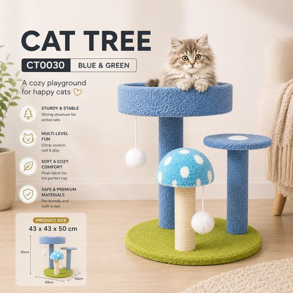 KANDILA CAT TREE Rumah Kucing Pet CT0030 Blue And Green 43x43x50cm no type Tidak ada merek 