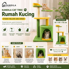 KANDILA CAT TREE Rumah Kucing Pet CT0041 Yellow And Green 41x41x75cm no type Tidak ada merek 