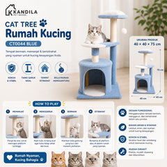 KANDILA CAT TREE Rumah Kucing Pet CT0044 Blue 40 x 40 x 75cm no type Tidak ada merek 