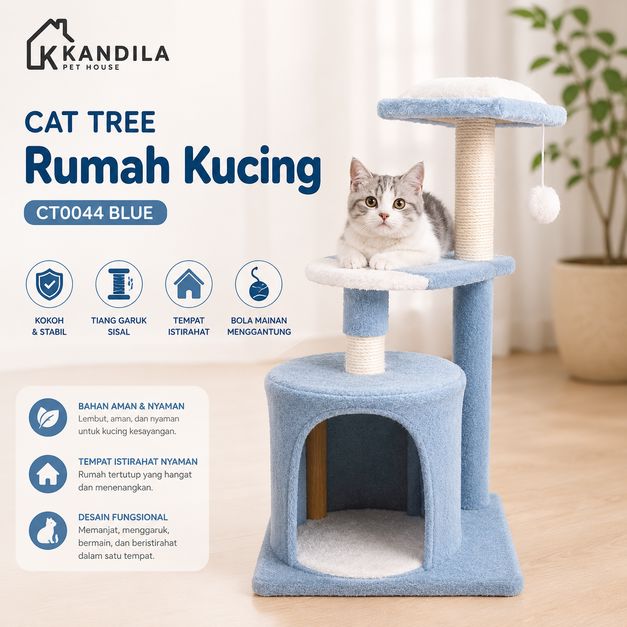 KANDILA CAT TREE Rumah Kucing Pet CT0044 Blue 40 x 40 x 75cm no type Tidak ada merek 