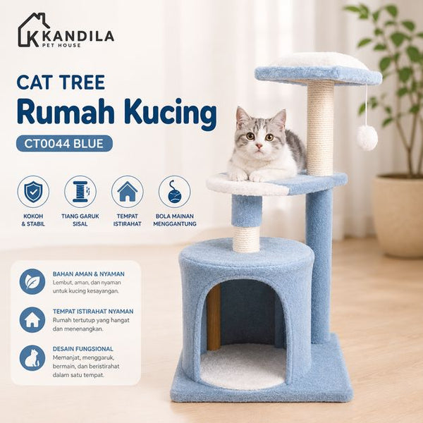 KANDILA CAT TREE Rumah Kucing Pet CT0044 Blue 40 x 40 x 75cm no type Tidak ada merek 