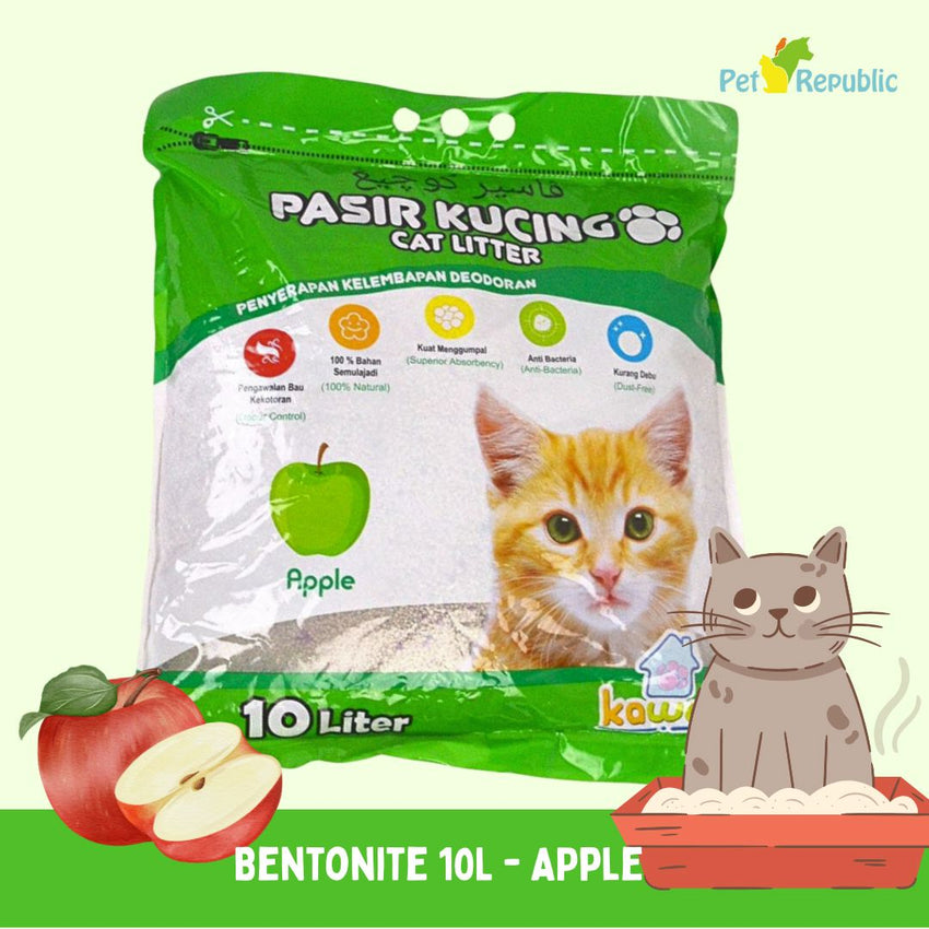 KAWAN BENTONITE Pasir Kucing Cat Litter Apple 7,3kg Cat Sanitation No Brand 