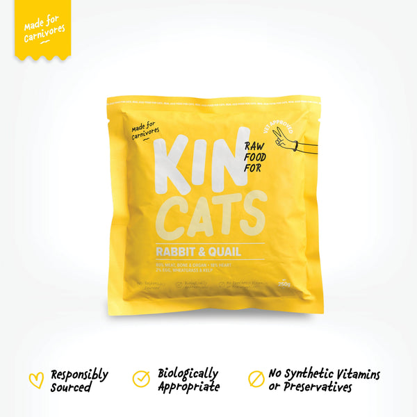 KIN Cats Makanan Kucing Cat food RAW Rabbit and Quail 250gr no type Tidak ada merek 