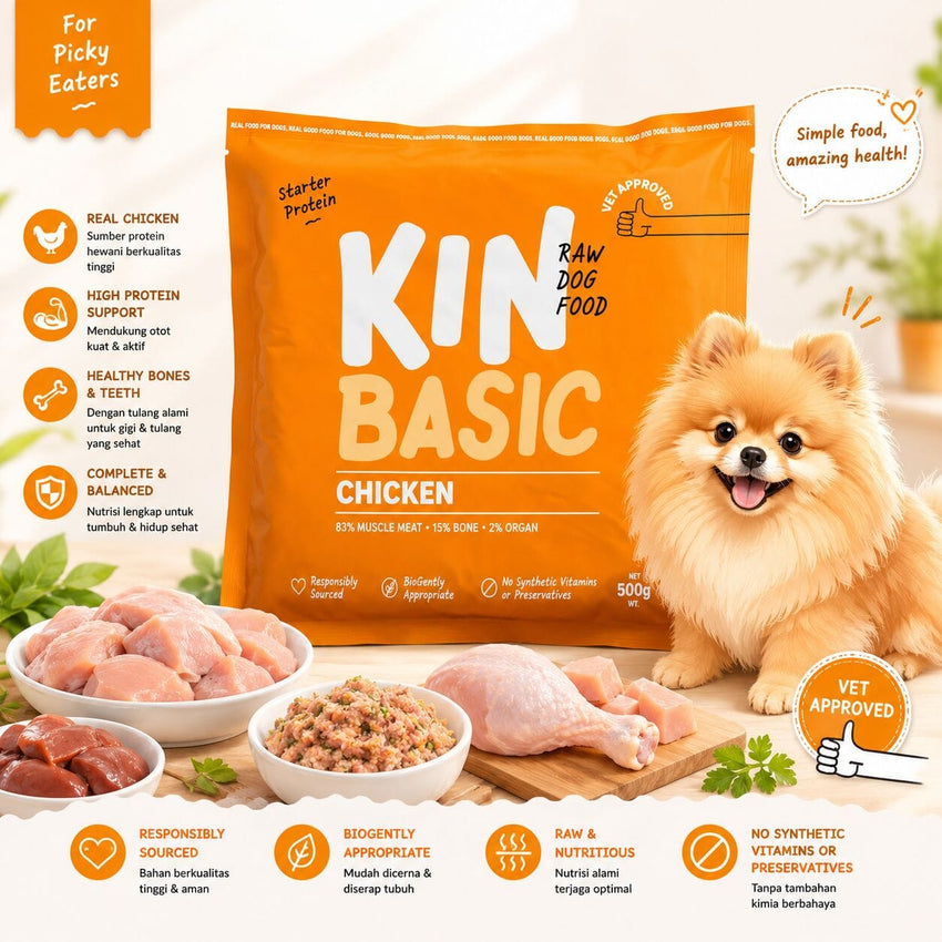 KINDOGFOOD Makanan Anjing RAW Basic Chicken 500gr no type Tidak ada merek 