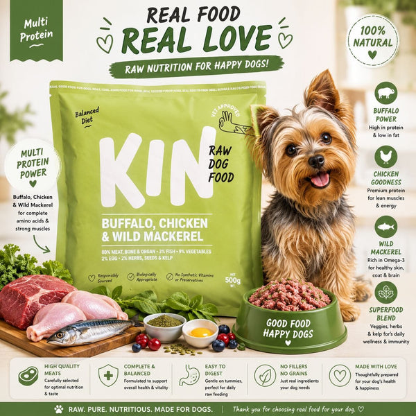 KINDOGFOOD Makanan Anjing RAW Buffalo Chicken and Wild Mackerel 500GR no type Tidak ada merek 