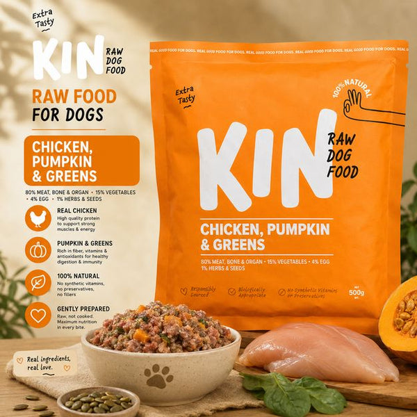 KINDOGFOOD Makanan Anjing RAW Chicken , Pumpkin and Greens 500GR no type Tidak ada merek 