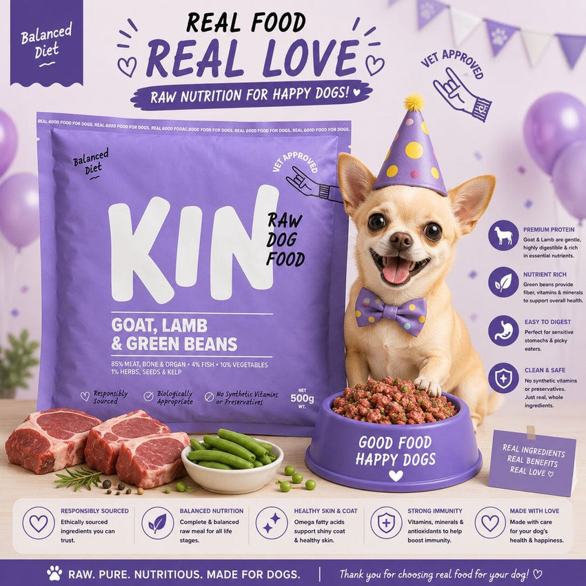 KINDOGFOOD Makanan Anjing Raw GOAT, Lamb and Green Beans 500gr no type Tidak ada merek 