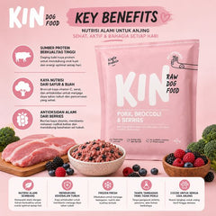 KINDOGFOOD Makanan Anjing RAW Pork , Broccoli and Berries 500GR no type Tidak ada merek 