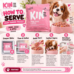KINDOGFOOD Makanan Anjing RAW Pork, Duck and Apple 500GR no type Tidak ada merek 
