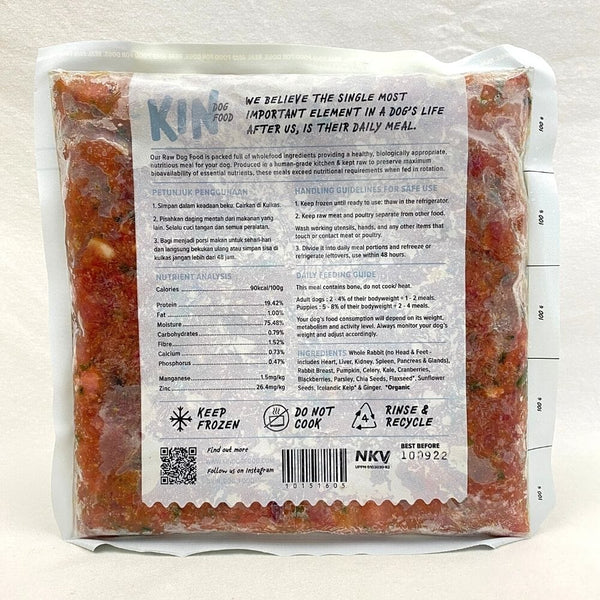 KINDOGFOOD Makanan Anjing RAW Rabbit, Celery and Blackberries 500gr no type Tidak ada merek 