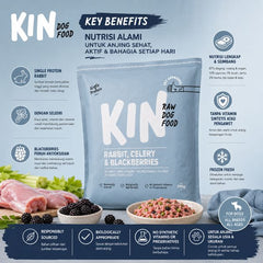 KINDOGFOOD Makanan Anjing RAW Rabbit, Celery and Blackberries 500gr no type Tidak ada merek 