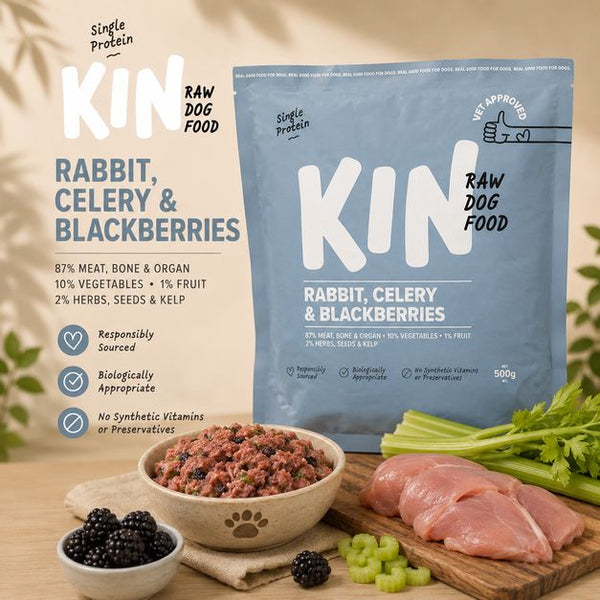 KINDOGFOOD Makanan Anjing RAW Rabbit, Celery and Blackberries 500gr no type Tidak ada merek 