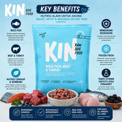 KINDOGFOOD Snack Anjing RAW Wild Fish, Beef and Turkey 500GR no type Tidak ada merek 