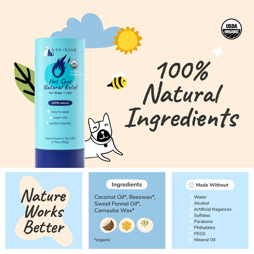 KIN+KIND Salep Jamur Anjing Kucing Natural Hot Spot Stick 68gr no type Tidak ada merek 