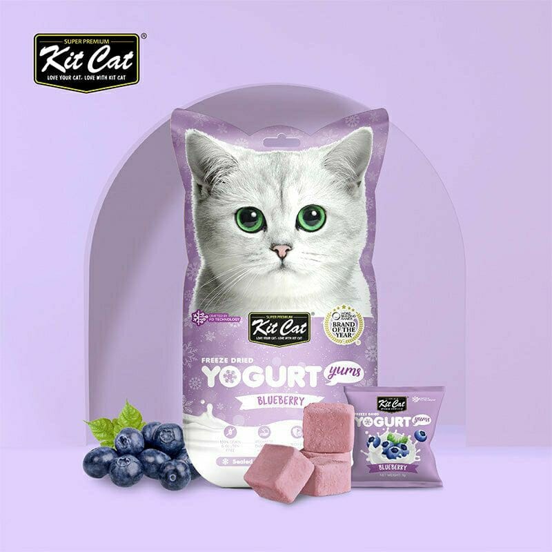 KITCAT Snack Kucing Freeze Dried Yogurt Yums Blueberry 10g no type Tidak ada merek 