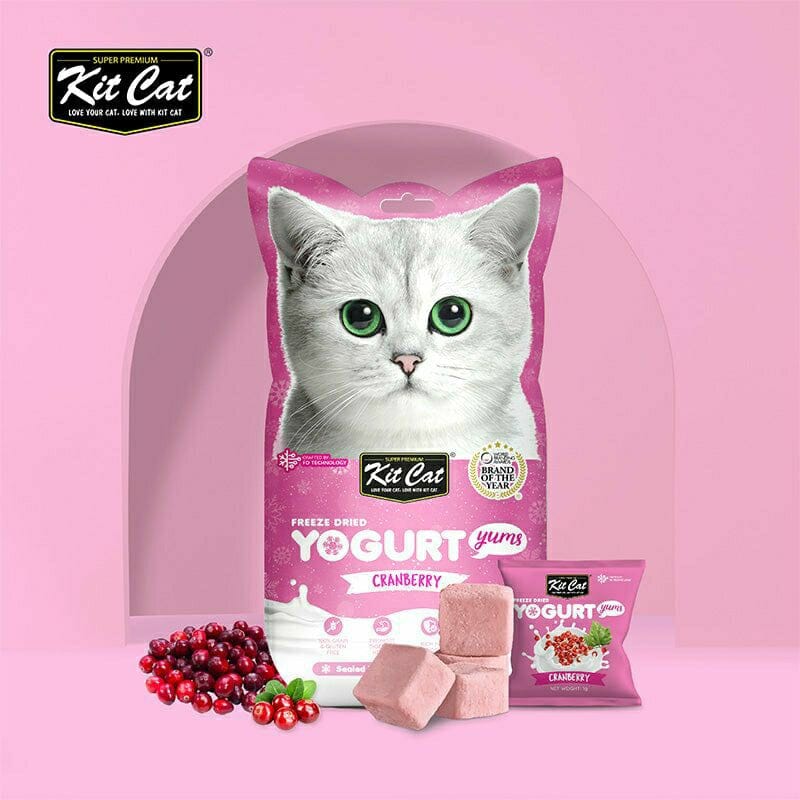 KITCAT Snack Kucing Freeze Dried Yogurt Yums Cranberry 10g - Pet Republic Indonesia