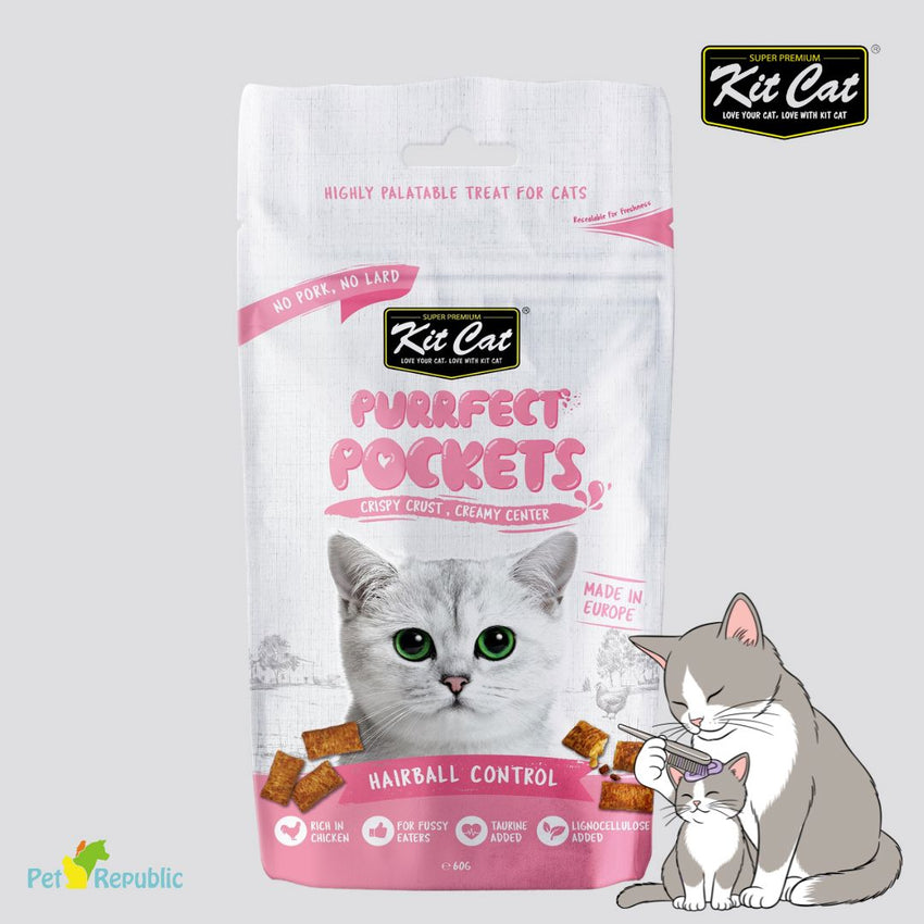 KITCAT Snack Kucing Purrfect Pockets Hairball Control 60gr no type Tidak ada merek 
