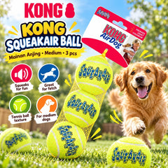 KONG AST2 Mainan Anjing Squeakair Ball Medium 3pcs no type Tidak ada merek 