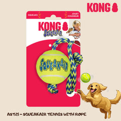 KONG AST21 Mainan Anjing Squeakair Tennis Ball with Rope Medium no type Tidak ada merek 