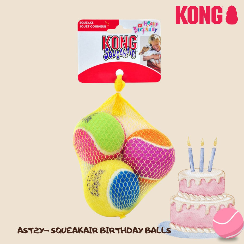 KONG AST2Y Mainan Anjing SqueakAir Birthday Balls 3pcs Medium no type Tidak ada merek 