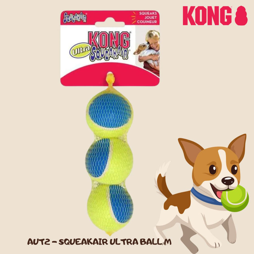 KONG Mainan Anjing AUT2 Ultra Squeak Air Ball Medium 3pcs no type Tidak ada merek 
