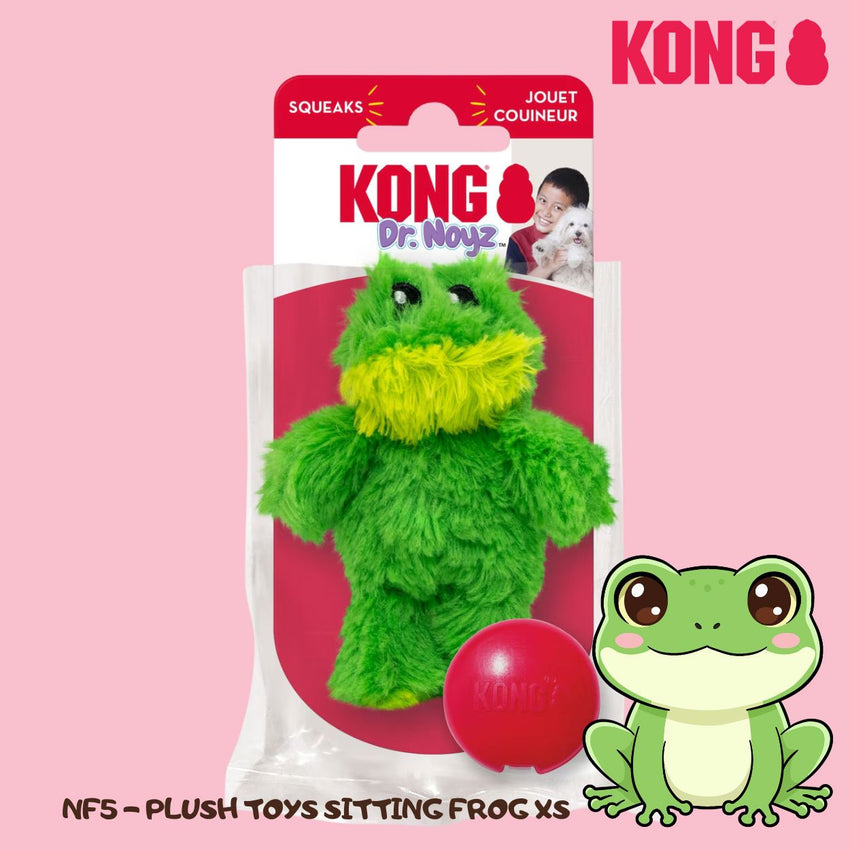 KONG NF5 Makanan Anjing Plush Toys Sitting Frog XS with Squeaker Dog Toy Tidak ada merek 
