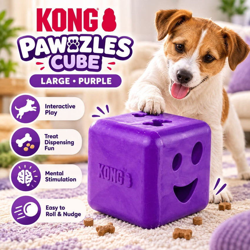 KONG PD11 Mainan Anjing Pawzzles Cube Purple Large Dog Toy Tidak ada merek 