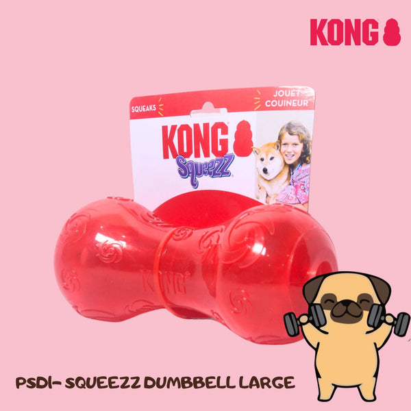 KONG PSD1 Mainan Anjing Squeezz Dumbbell Red Large Dog Toy Tidak ada merek 
