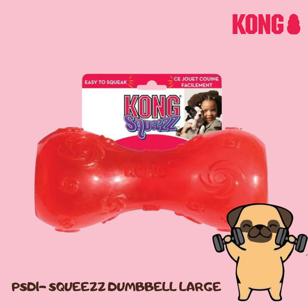 KONG PSD1 Mainan Anjing Squeezz Dumbbell Red Large Dog Toy Tidak ada merek 