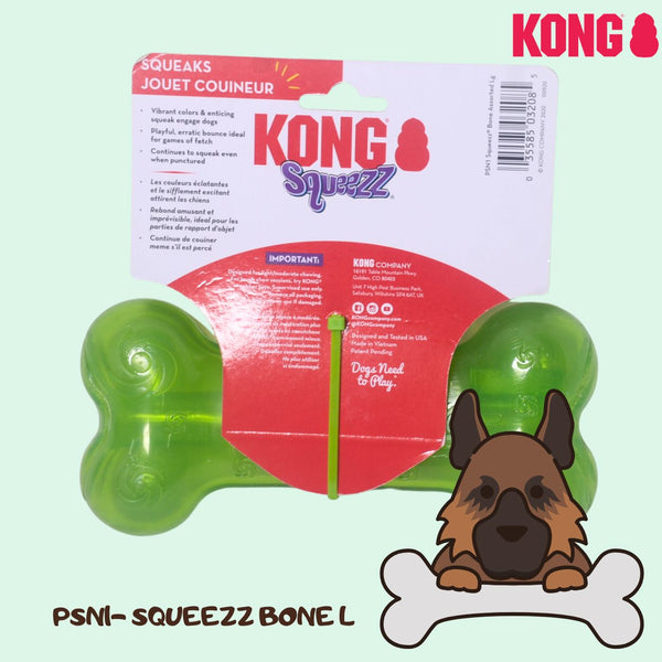 KONG PSN1 Mainan Anjing Squeezz Bone Large Green Dog Toy Tidak ada merek 