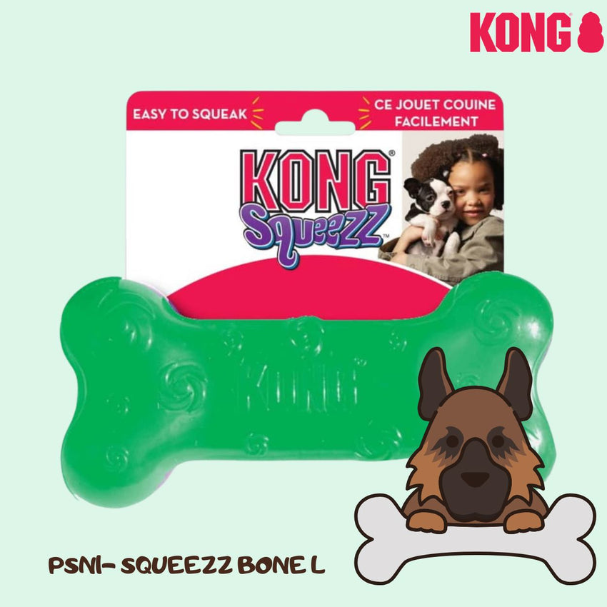 KONG PSN1 Mainan Anjing Squeezz Bone Large Green Dog Toy Tidak ada merek 