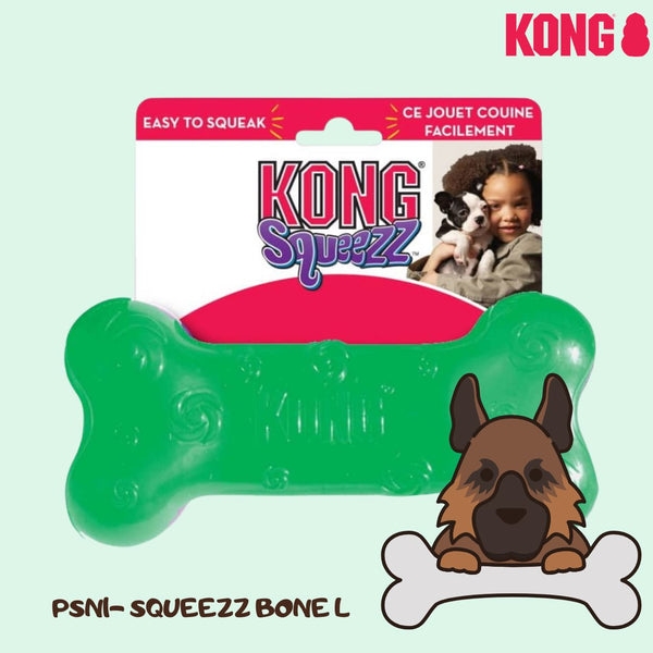 KONG PSN1 Mainan Anjing Squeezz Bone Large Green Dog Toy Tidak ada merek 
