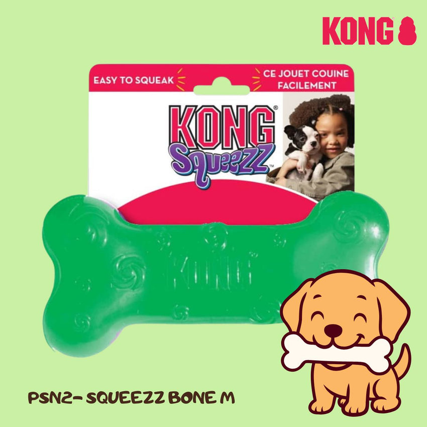 KONG PSN2 Mainan Anjing Squeezz Bone Medium Green no type Tidak ada merek 