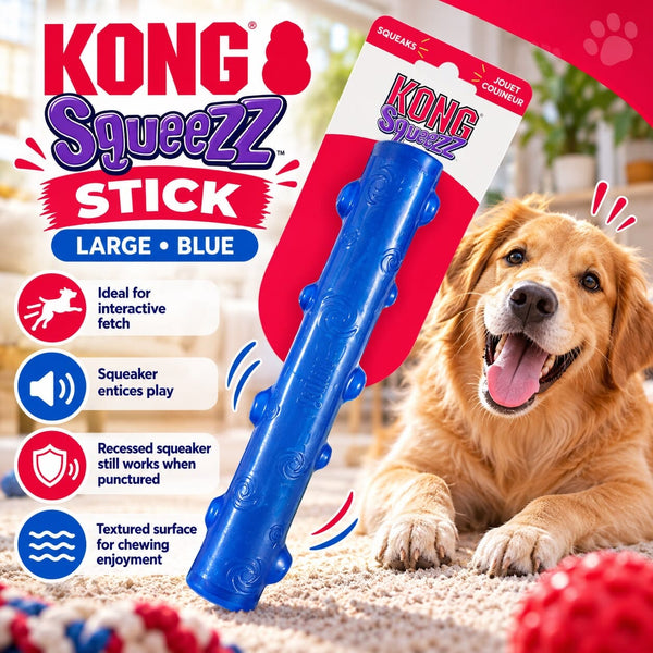 KONG PSS1 Mainan Anjing Squeezz Stick Large Blue Dog Toy Tidak ada merek 
