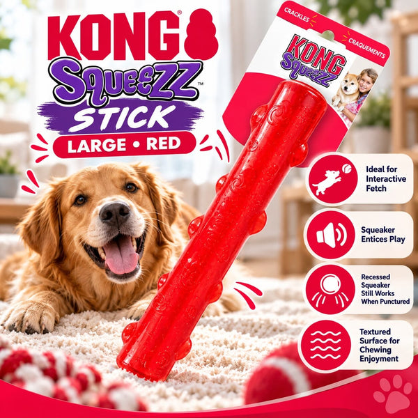 KONG PSS1 Mainan Anjing Squeezz Stick Large Red Dog Toy Tidak ada merek 