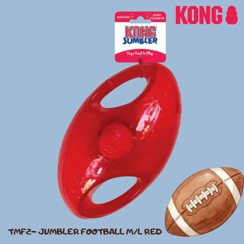 KONG TMF2 Mainan Anjing Jumbler Football Medium Large RED Dog Toy Tidak ada merek 