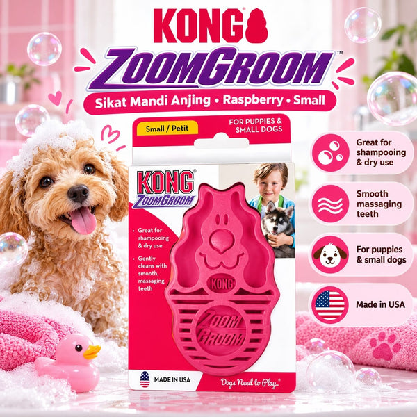 KONG ZG11 Sikat Mandi Anjing ZOOMGROOM Raspberry Small no type Tidak ada merek 