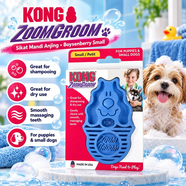 KONG ZG21 Sikat Mandi Anjing ZOOMGROOM Boysenberry Small no type Tidak ada merek 