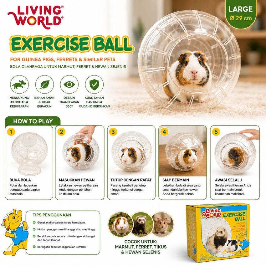 LIVINGWORLD Mainan Marmut Exercise Ball Large 29cm no type Tidak ada merek 