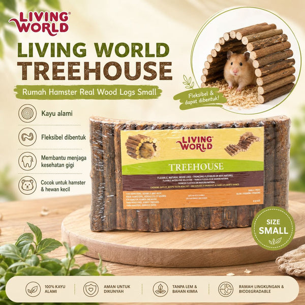 LIVINGWORLD Rumah Hamster Treehouse Real Wood Logs Small no type Tidak ada merek 