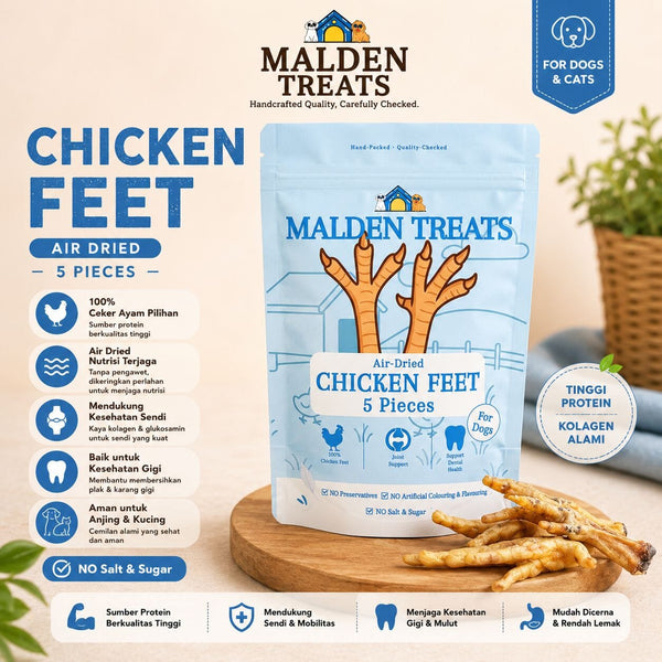 MALDENTREATS Snack Anjing Chicken Feet 5pcs no type Tidak ada merek 