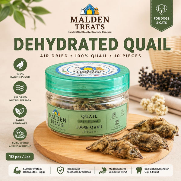 MALDENTREATS Snack Anjing Dehydrated Quail 10 pcs Jar no type Tidak ada merek 